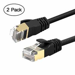 Vandesail 2PCS CAT8 Ethernet Cable Lan Network Patch Cable RJ45 Cords Shielded 40GBPS 1000MHZ S 10M 32.8FT Black