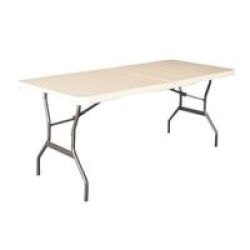 OZtrail Fold In Half Blow Mould Table 6 Seater White