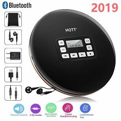Portable Cd Player Bluetooth Personal Compact Disc Player With Headphones lcd Display usb Power Adapter aux Cable For Car Electronic Skip Protection Anti-shock Function Cd Music Player Black