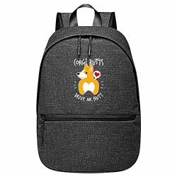 Teen Guess What Corgi Butt Big Capacity Laptop Backpack School Rucksack Bag Computer Bag Boys Girlstravel Outdoor Black