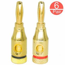 Ezcoloris Banana Plugs 6 Pair Gold Plated Audio Jack Connector For Speaker Wire Home Theater Wall Plates Audio Video Receiver Amplifier And More