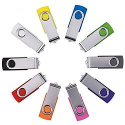 Enfain Bulk 8GB USB Flash Drives Thumb Drives 10 Pack In A Compact Organizer Box USB 2.0 8 Gb 10 Assorted Colors