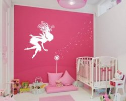 Fairy Dandelion Wand Wall Decal Nursery Kids Room Tale Sticker 1146 White