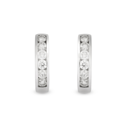 18CT White Gold 1CT Diamond Channel-set Diamond Hoop Earrings