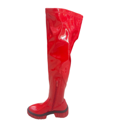 Aries High Knee Red Platform Winter Boots