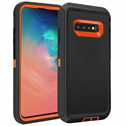 Fogeek Compatible With Samsung Galaxy S10 Plus Case Protective Cover Full Protection Rugged Case Support Wireless Charging Dust-proof For Galaxy S10+ 6.4 Inch 2019 Dark Grey orange