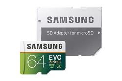 Samsung 64GB 100MB S U3 Microsdxc Evo Select Memory Card With Adapter MB-ME64GA AM