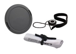 Lens Cap Side Pinch 55MM + Lens Cap Holder + Nwv Direct Microfiber Cleaning Cloth For Sony Cyber-shot DSC-HX300