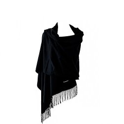 SOFT Solid Cashmere Scarf Shawls Wool Warps Scarves Stole Large Size 28"X 75" Black