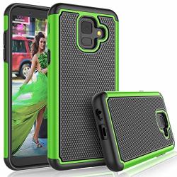 Tekcoo Galaxy A6 Case For At&t Galaxy A6 Cute Case Tmajor Shock Absorbing Green Rubber Silicone & Plastic Scratch Resistant Bumper Grip Rugged Sturdy