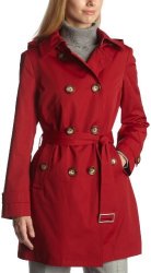Michael Michael Kors Women's Michael Kors Women's Satin Double Breasted Trench Cranberry Medium