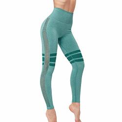 Wetopqueen 9017 Type Women Breathable Waisted Tight Gym Yoga Pants Green S
