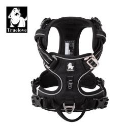 Pet Reflective Nylon Dog Harness No Pull Adjustable Medium Large Naughty Dog Vest Safety Vehicular Lead Walking Running - Black M
