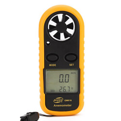 |clearance| Benetech 1.5" Lcd Digital Wind Speed Temperature Meter Anemometer Yellow ..