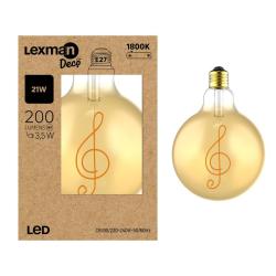 LED Fil Bulb G125 E27 3.5W200LM1800K 330D 25000H Amber Music Cb Lexman