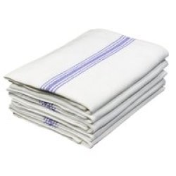 Kitchen Towel 045X070CM Plain White Stripe Victoria Blue Design 2005 5 Pack