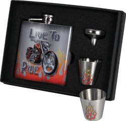 River's Edge Live To Ride Flask Gift Set 62RE