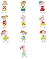 Machine Embroidery Design Set - Stick Floral Girls 10 In The Set