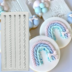 1PC Fried Dough Twist Fondant Silicone Mold Cake Baking Diy Decorations