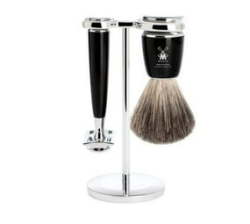 Shaving Set Rytmo 3 Piece Pure Badger Brush W Safety Razor - Black