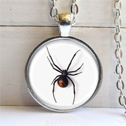 Black Widow Spider Pendant Black Widow Spider Necklace Spider Jewelry Halloween Necklace