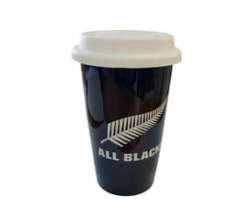 Rugby New Zealand Ceramic Travel Coffee Tea Mug World Cup 2015 Silicone Lid 3PK Bulk