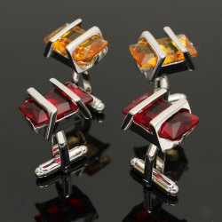 Men Male Rectangle Ruby Crystal Cufflinks Wedding Party Gift Shirt Suit Accessories