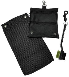 Caddydaddy Golf Golf Accessory Bag Towel & Brush Set Black