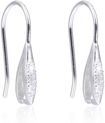 4PC Sterling Silver Ear Wire Earwires Drop Earring Hooks Dangle French Hooks Adorned With Diamond Simulants SS258