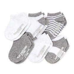 Burt's Bees Baby Baby Boys Socks 6-PACK Ankle With Non-slip Grips Made With Organic Cotton Casual Sock Heather Grey Multi 12-24 Months Us