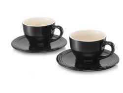 Le Creuset Cappuccino Cup & Saucer Set Of 2 Shiny Black - 1KGS
