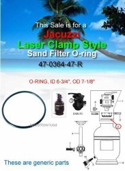 Jacuzzi Laser 'clamp Style' Sand Filter O-ring 47-0364-47-R