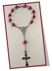 Deep Red Crystal Glass Car Rosary