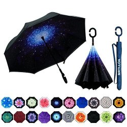 Mrtlloa Double Layer Inverted Umbrella With C-shaped Handle Anti-uv Waterproof Windproof Straight Umbrella For Car Rain Outdoor Use