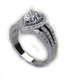 Miss Jewels Cd Designer Jewelry 2.81CTW Cr. Diamond Engagement Ring In 925 Sterling Silver