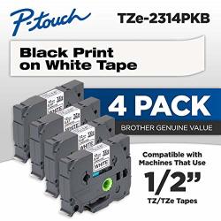 Brother Genuine P-touch TZE-231 4 Pack Tape 0.47 X 26.2 Ft. 8M 4-PACK Laminated P-touch Tape Black On White Perfect For Indoor Or Outdoor