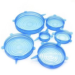 Anfukone Silicone Stretch Lids For Fruits Vegetables Cups Bowls Mugs Dishes Cans Plates 6-PACK Of Various Sizes