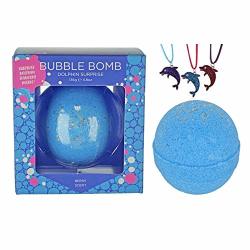Dolphin Bubble Bath Bomb For Girls With Surprise Kids Necklace Inside By Two Sisters Spa. Large 99% Natural Fizzy In Gift Box. Moisturizes Dry