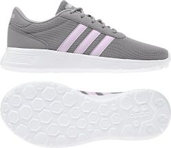 Adidas Women's Lite Racer Running Shoes in Grey & Pink