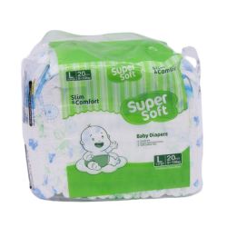 Disposable Nappies - Super Soft Slim & Comfort Nappy - Large - 20 Diapers