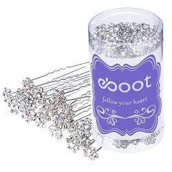 Eboot 40 Pack Flower Crystal Rhinestone Hair Pins With A Storage Bag For Bridal Wedding Hair Accessories White