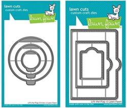 Lawn Fawn - Lift The Flap Circles And Lift The Flap Rectangles - 2 Unique Stitched Doors Lawn Cut Die Sets