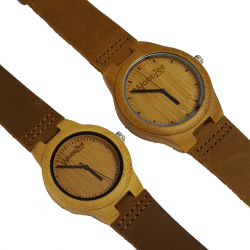 Love Birds - Bamboo Couples Watches With Leather Strap - For Us