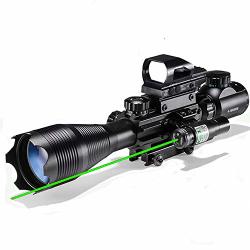 Rifle Scope Combo 4-16X50EG Dual Illuminated With Laser Sight And 4 Holographic Reticle Red green Dot For 22MM Weaver rail Mount Green Laser