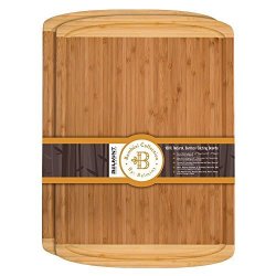 Belmint Large Bamboo Cutting Board Set Of 2 Kitchen Chopping Board Wooden Cutting Board With Juice Grooves. By: Bambusi