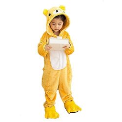 Children's Pajamas Animal Costume Kids Sleeping Wear Kigurumi Pajamas Cosplay XL Yellow Bear