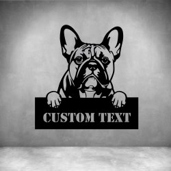 French Bulldog With Custom Text - 450MM Matt Silver