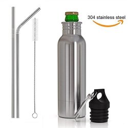 304 Stainless Steel Beer Bottle Beer Bottle Cooler Bottle Insulator Keep Beer Cold And Tasty Stainless Steel Insulator Holder With Opener Drinking Straw And