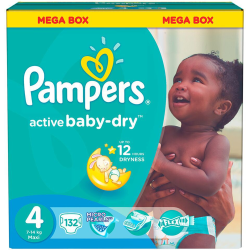 Pampers Active Baby Maxi 132 Nappies Size 4 Mega Box