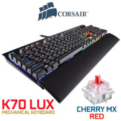 Corsair K70 Lux Ch-9101010 Wired Mechanical Cherry Mx Red Usb2.0 Black With Rgb Leds